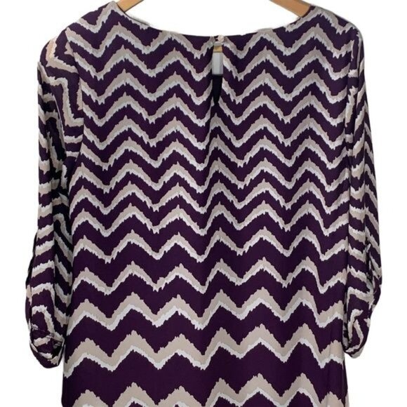 Luxology Purple Chevron Stripe Shift Dress Size 8 - Picture 7 of 11